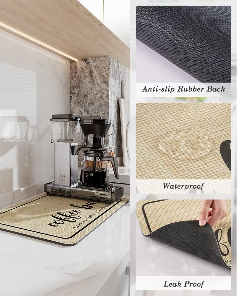 Grand tapis de cuisine Super absorbant, tapis de vidange de plat à café, tapis de séchage, tapis de vidange de salle de bains à séchage rapide, napperon de robinet de cuisine