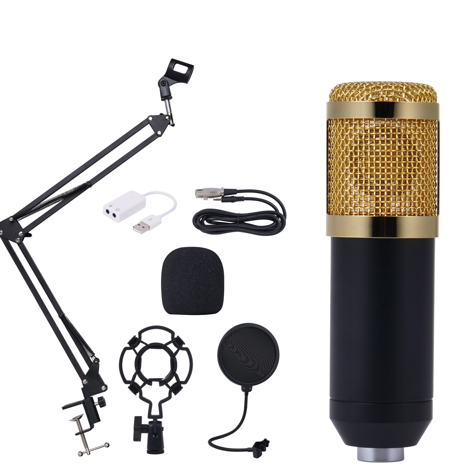 Bm 800 karaoke mikrofon  bm800 studio kondensator mikrofon mikrofon bm -800 for ktv radio braodcasting sang opptak datamaskin 2022: Pakke 1 sort