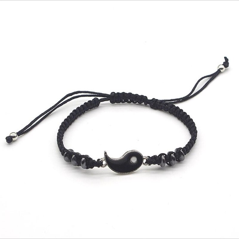 1 Pc par pulsera Retro chino Tai Chi chismes desterrar mala suerte mano cuerda tejida BFF mejor amigo joyería de amistad: 1PCS Black
