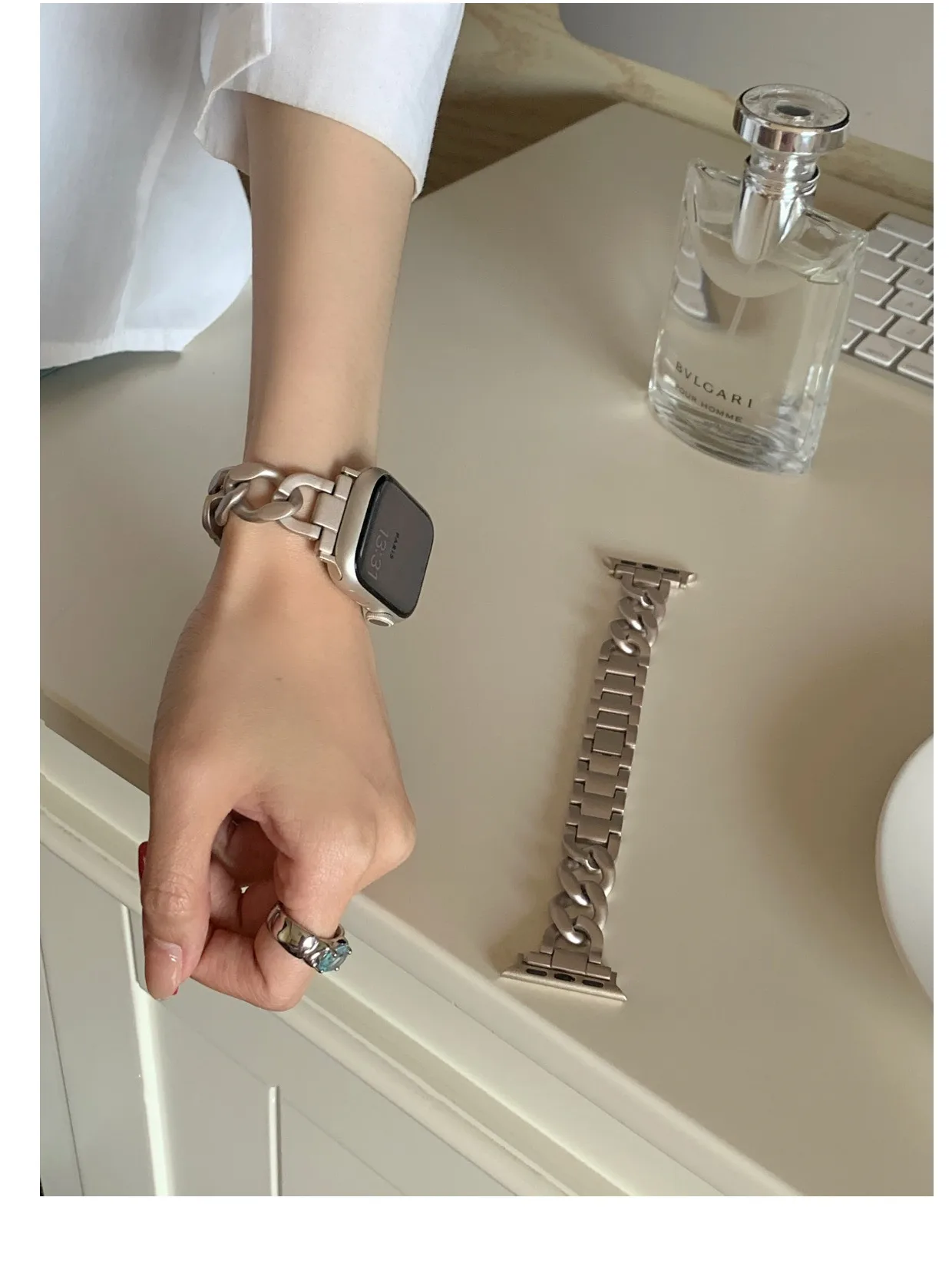 Bracelet en métal pour bracelet de montre Apple 41mm 45mm 38 40 42 44 49mm bracelet de chaîne en acier inoxydable pour iWatch série Ultra 9 8 7 SE 6 5 4 3
