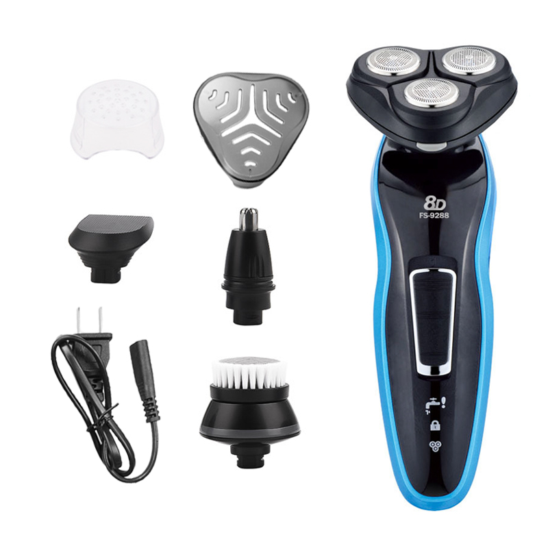 Rechargeable Electric Shaver Wet-Dry Dual Use for Men Beard Trimmer Floating Blade Washable Electric Razor Shaving Machine F35: 4 in i