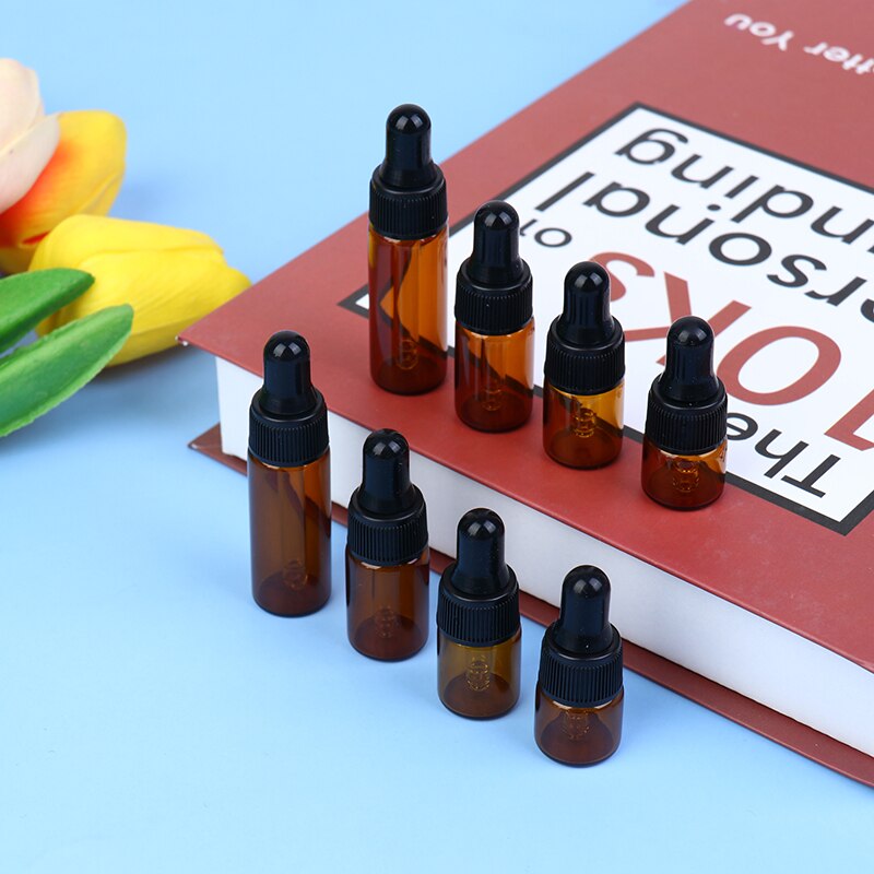 10 st eterisk olja dropper glasflaskor 1ml 2ml 3ml 5ml vegetabilisk olja essens lagra eteriska oljor som lagrar parfym