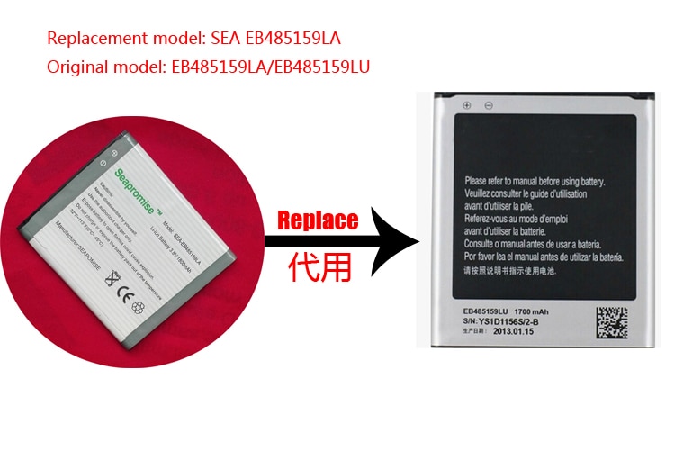 Retail EB485159LA EB485159LU batterij voor SAMSUNG Galaxy Reverb M950, Galaxy Xcover 2 S7710, SPH-M950DAAVMU