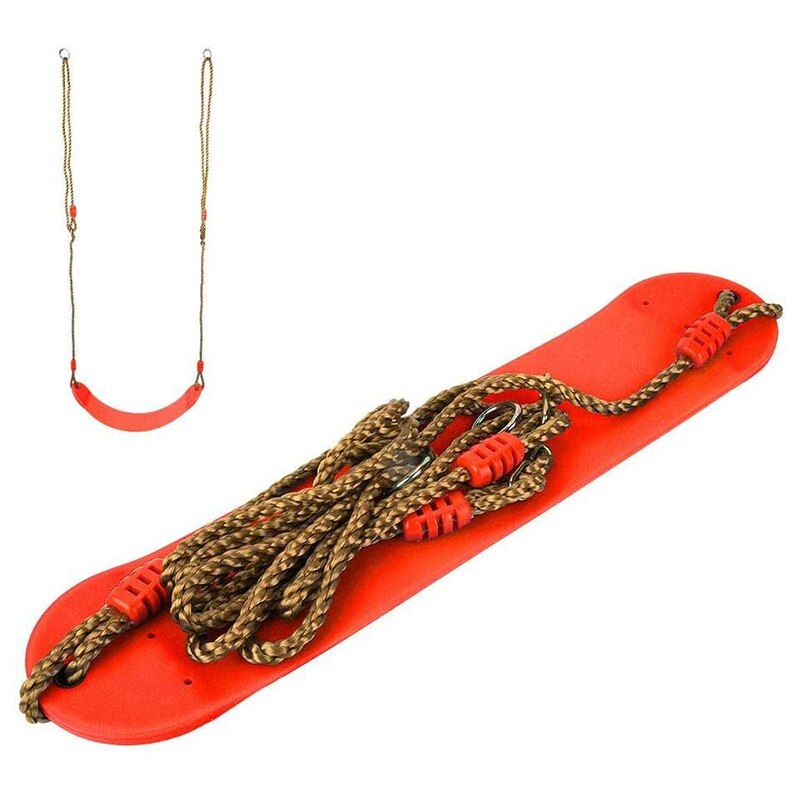 Adjustable Indoor Outdoor Swing Seat Rope Garden Playground Tree Hanging Seat Play Park Toy Red