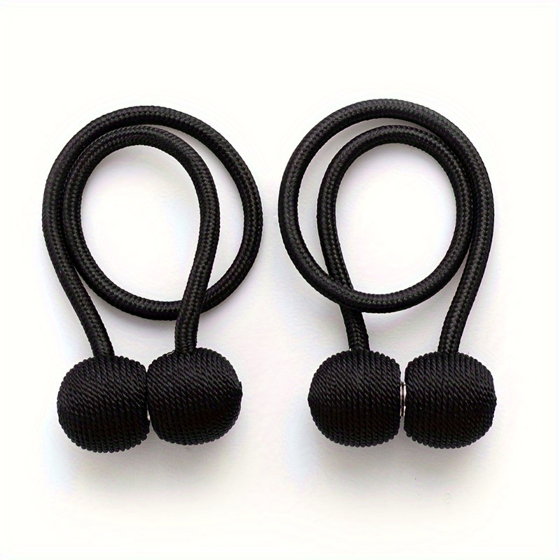 2pcs/pair Magnetic Curtain Tiebacks, Earphone Curtain Holdbacks, Bathroom Shower Curtain Accessories: Black