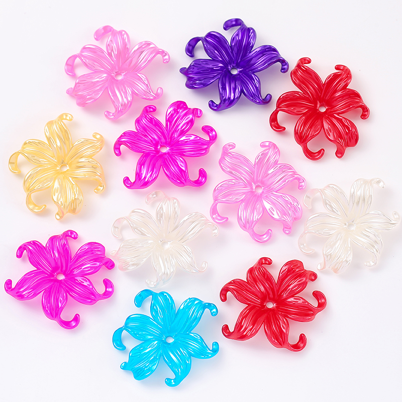 42X44Mm 20 Stuks Imitatie Parel Acryl Iris Bloemen Weven Bloemblad Bloemhouder Haar Accessoire Materiaal Oceaan Bloem Losse Kralen: Orchidee Mint