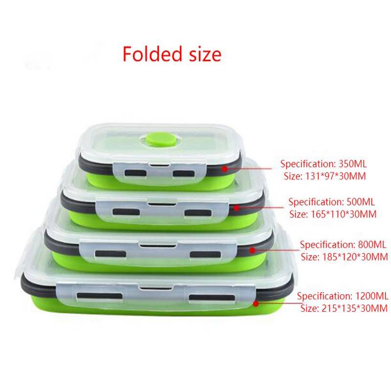 Silicone Folding Lunch Box Refrigerator Storage Microwave Heating Portable Outdoor Food Storage Container Lunch Box Kitchen Tool