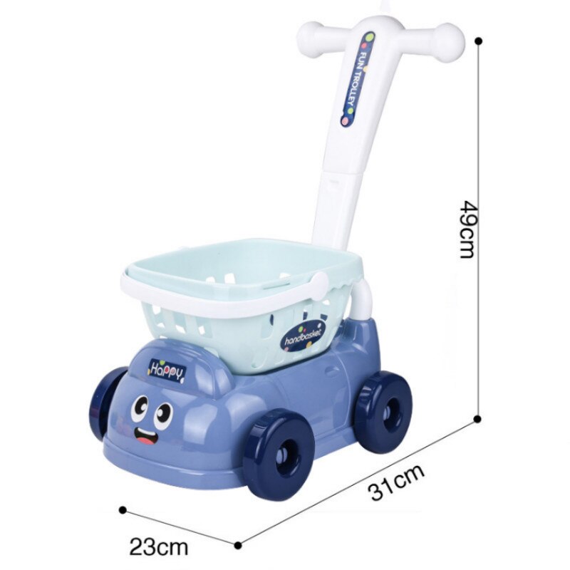 Caddie de supermarché, chariot de supermarché, voiture, Simulation de fruits coupés, légumes, Mini nourriture, maison de jeu pour enfants: dark blue car
