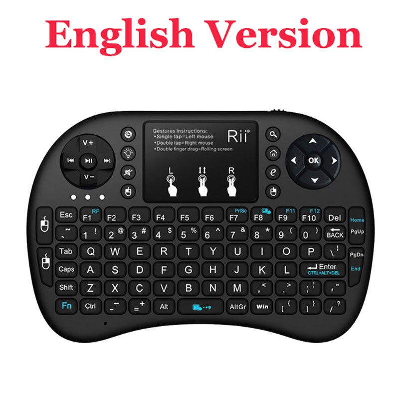 Beleuchtete Tastatur Mini Rii i8 + 2,4 Ghz kabellos-Luft Maus Englisch/Hebräisch/Russisch/Spanisch Tastatur Fernbedienung für TV Kasten PC: Englisch Vesion