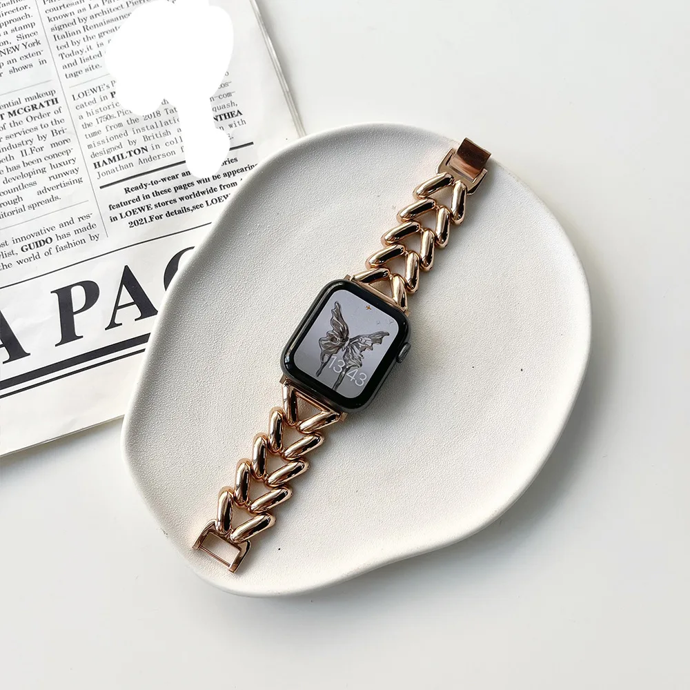 Metallarmband für Apfel Uhr 10 Band 46 mm 42 mm 41 mm 44 mm 45 mm 40/49 mm Damenarmband Gürtelarmband iWatch Serie 9 8 7 Se Ultra: Kohle schwarz / 14mm