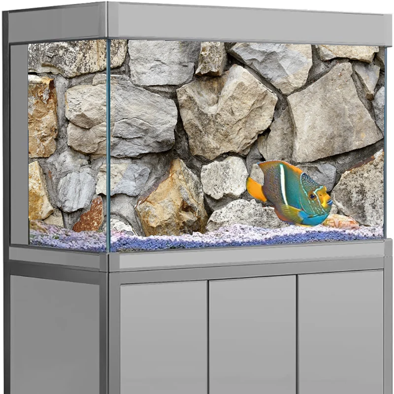 1 rouleau effet 3D pierre noire Aquarium fond affiche HD pierre de roche auto-adhésif Aquarium fond