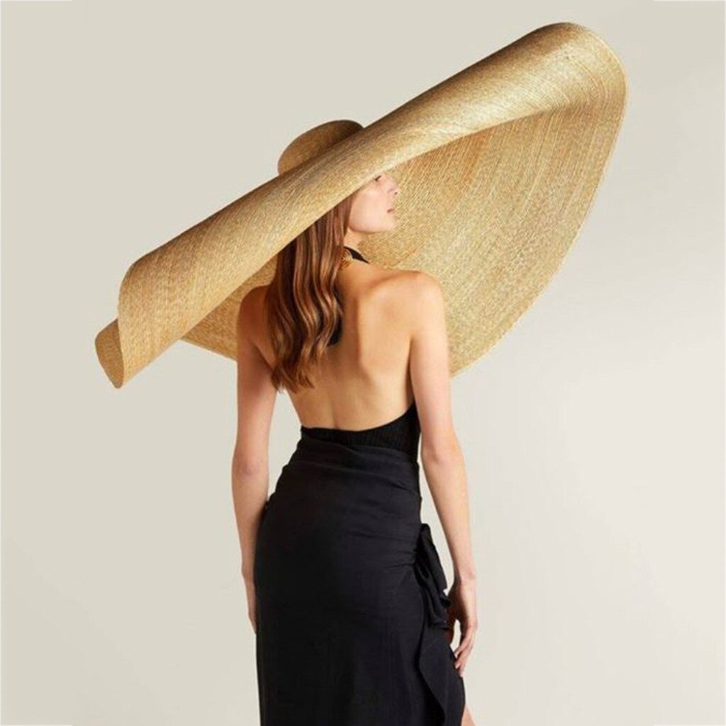 Woman Large Sun Hat Beach Anti-UV Sun Protection Foldable Straw Cap Oversized Collapsible Beach Hat #YL5