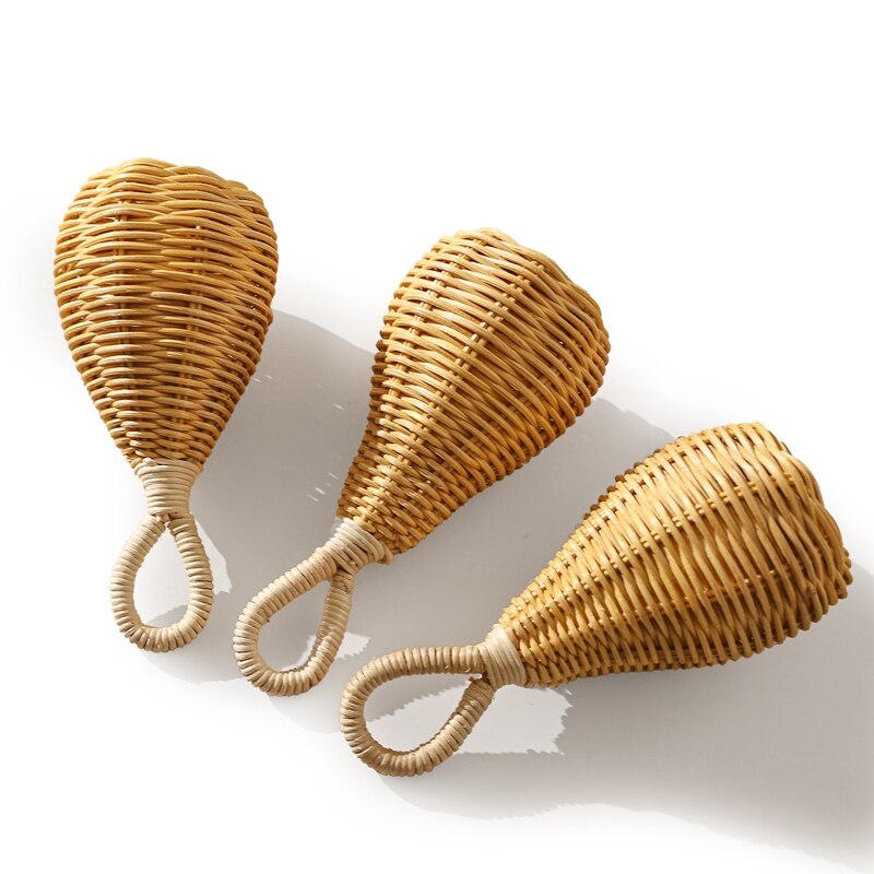 Hochet Musical tissé à la main pour bébé, 3 pièces, marteau de sable, clochette en rotin, berceau mobile, jouet sans BPA, jouets d&#39;entraînement pour enfants,: 3pc