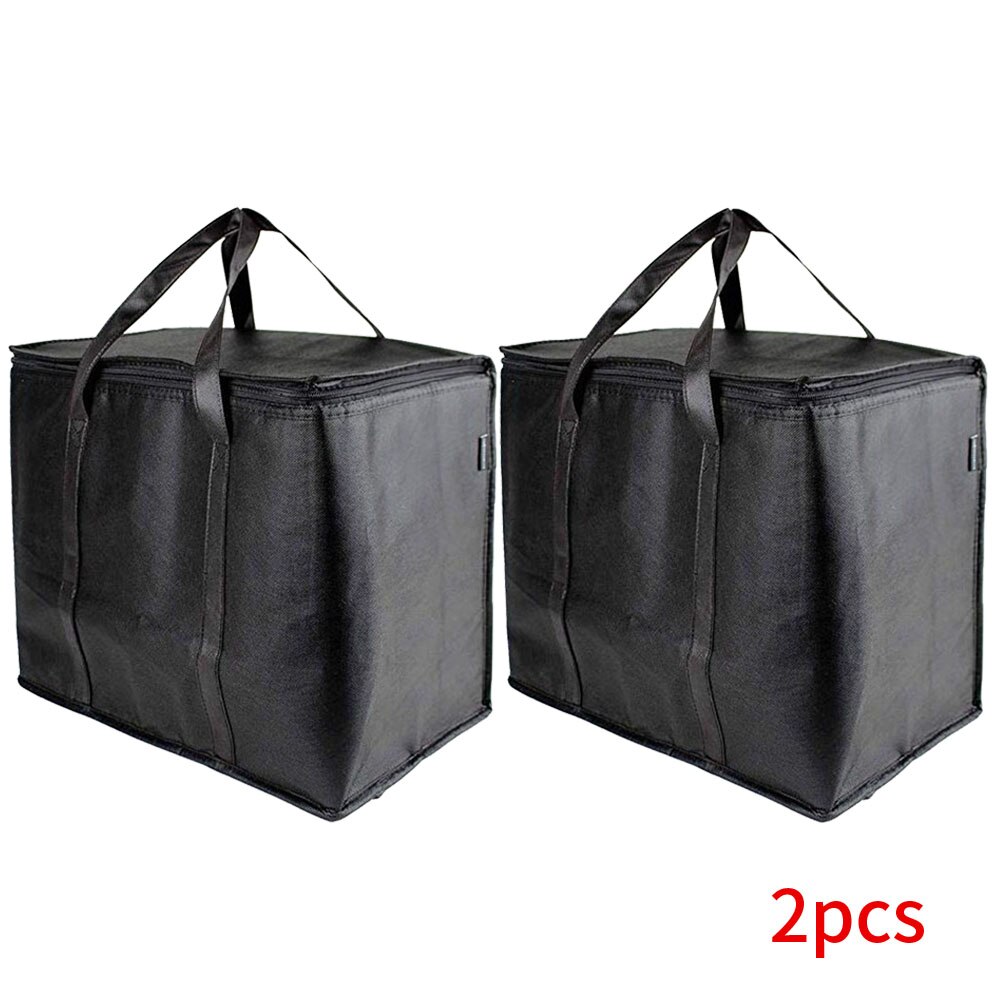 2pcs Large Capacity Foldable Reusable Portable Insulated Grocery Bags Washable Reinforced Bottom Free Standing Zipper Closure