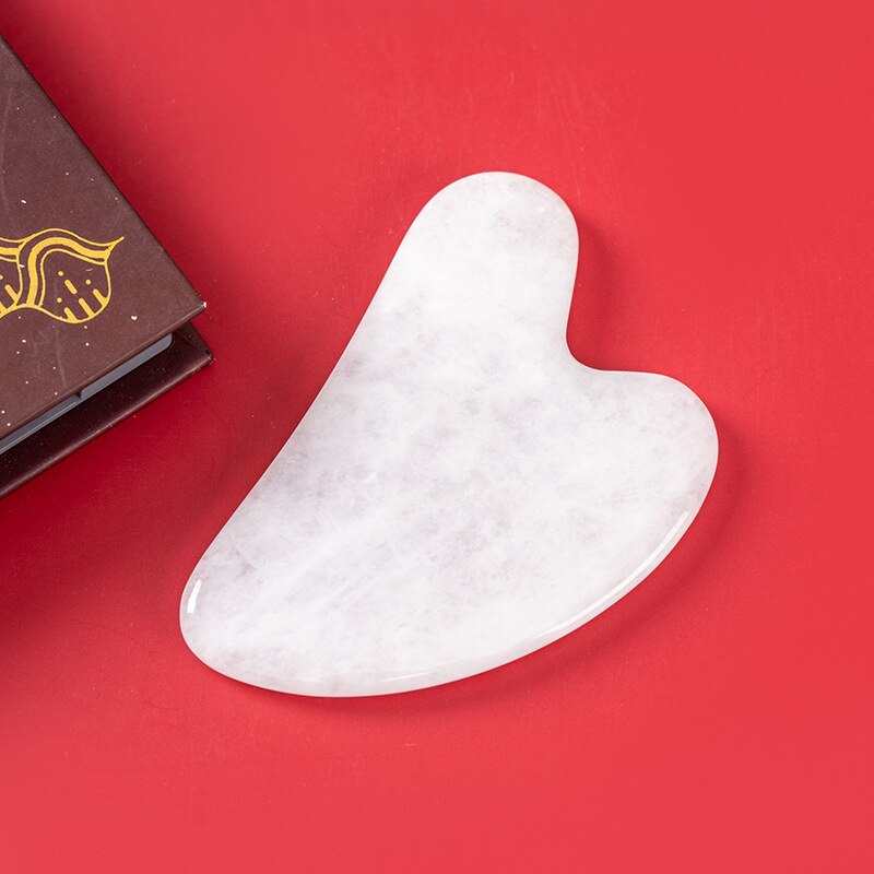 Natuurlijke Jade Gua Sha Schraper Board Massage Rozenkwarts Jade Guasha Steen Voor Gezicht Hals Skin Lifting Rimpel Remover Schoonheid zorg: White-1