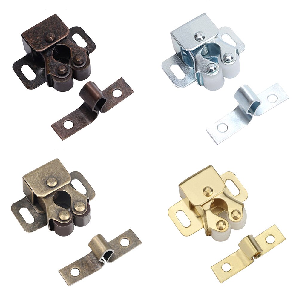 Double Wheel Cupboard Door Buckles Spring Loaded Latch Catch Toggle Hasp Parts for Households Bedroom Accessories