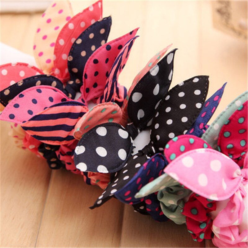 20 cores aleatórias enviado 10 pçs kawaii adorável coelho bowknot headbands orelhas de coelho ponto headwear elástico corda de cabelo