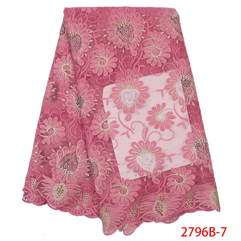 African Lace Fabric,French Net Fabric Lace ,Nigerian Embroidered Tulle Laces with Stones KS2796B-8