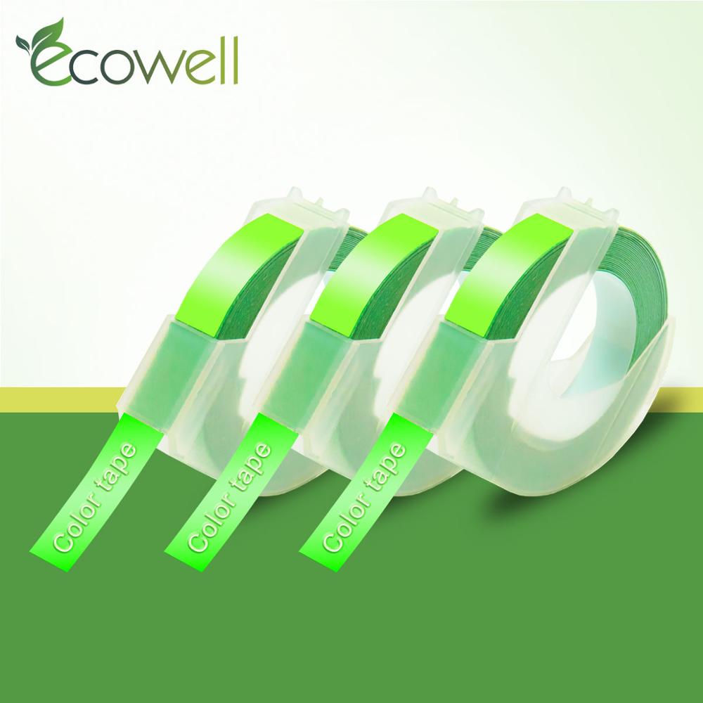 Ecowell 3pcs 9mm Compatible Mixed Color for Dymo 3D Plastic Labels for Embossing Label Makers for DYMO 1610 12965 1880 1540: Fluorescent Green