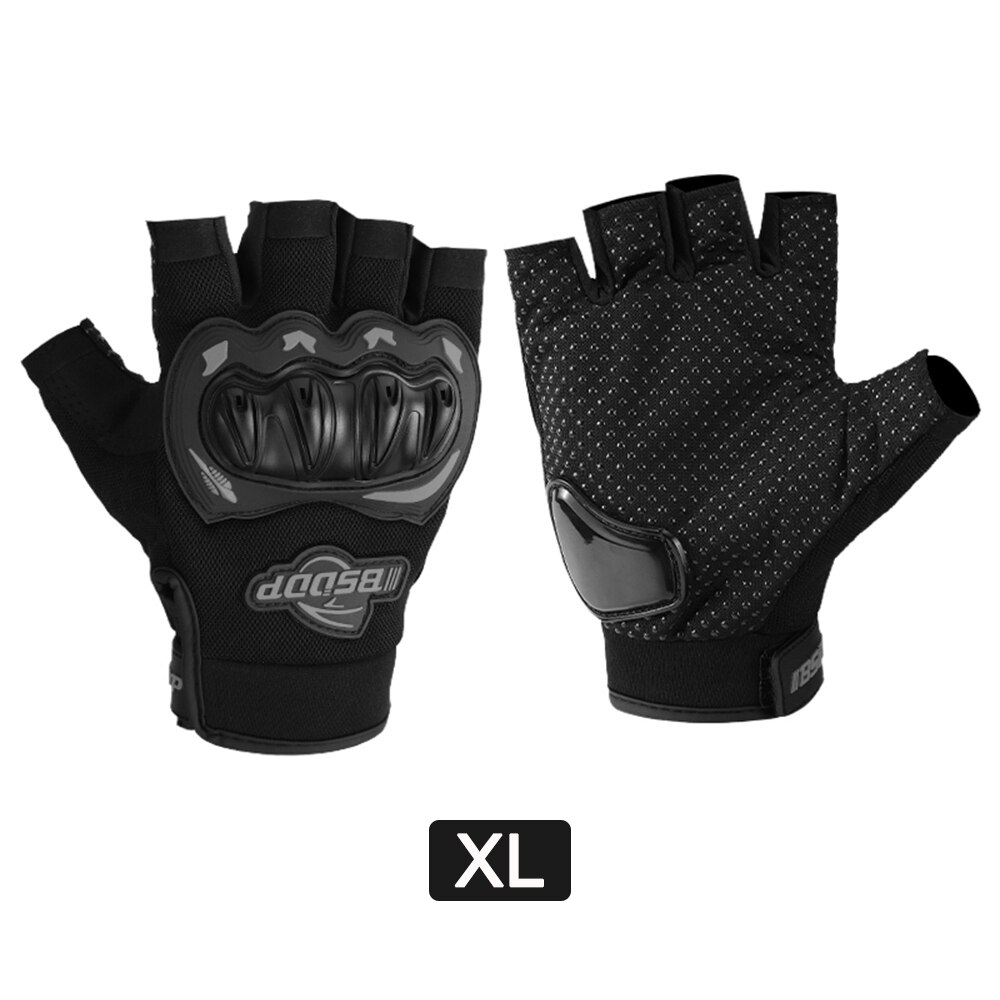 Motorcycle Half Finger Glove Motorbike Motocross Moto Hard Knuckle Fingerless Riding Biker Protective Gear gloves: B-XL