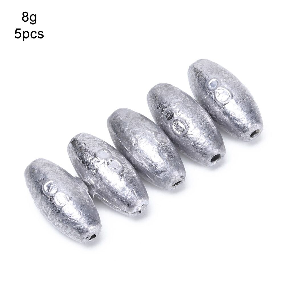 Plomos de pesca en forma de aceituna, 5 piezas, 3/5/8/10/15/20/30/40g, con apertura de peso adicional, Conector de gancho: 8g