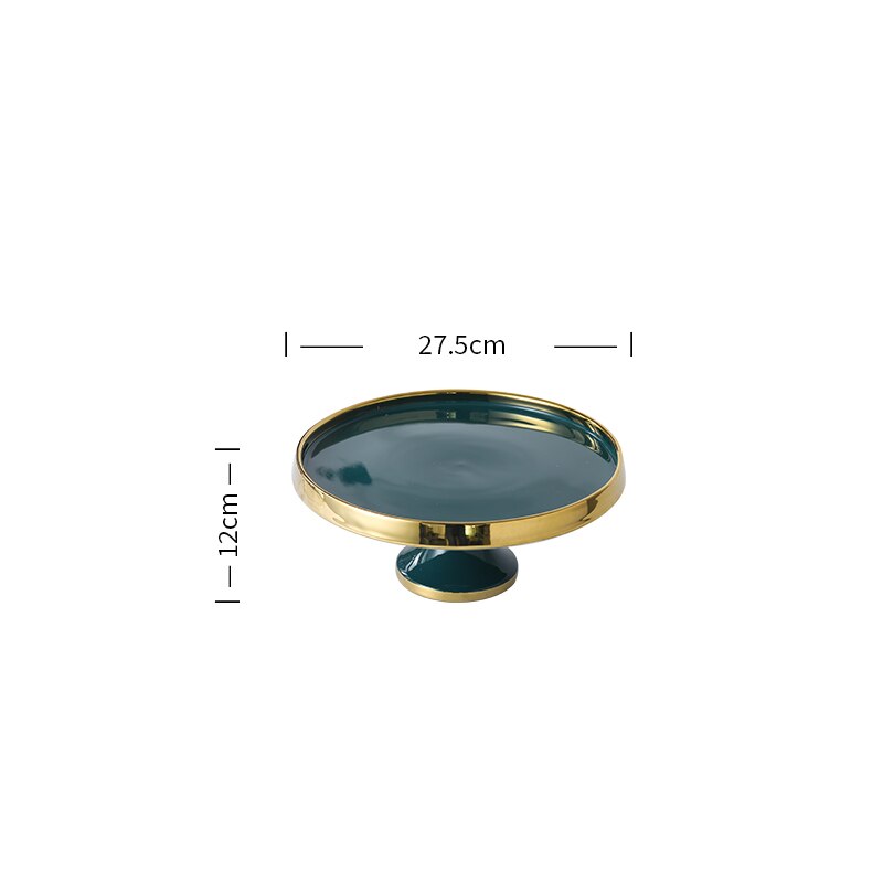 Ceramic Dessert Table Cake Plate with Glass Lid Hotel Restaurant High Foot Fruit Plate Decoration Tasting Plate Home Tableware: C--27.5cm