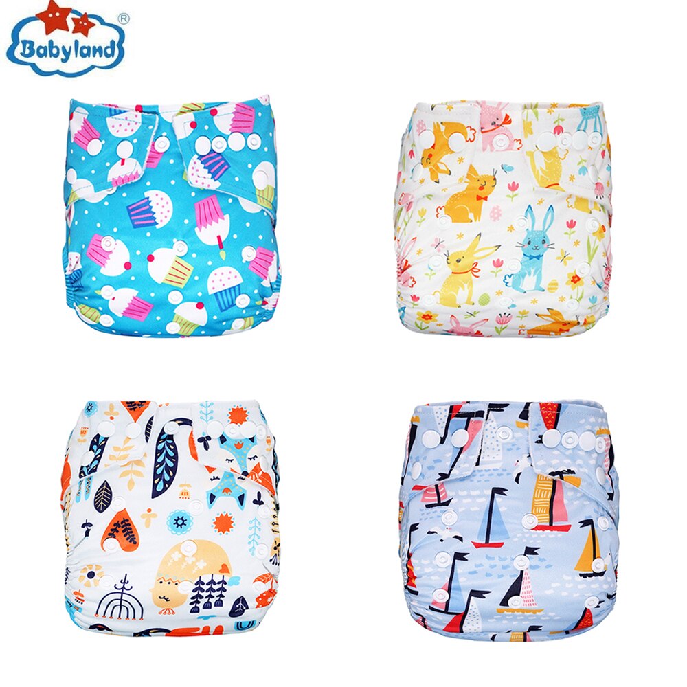 Babyland 4 Stks/pak Wasbare Luier Broek Pocket Luier Herbruikbare Luiers 3-15Kg Baby Ondergoed Dag &amp; Nacht Luier: Goud