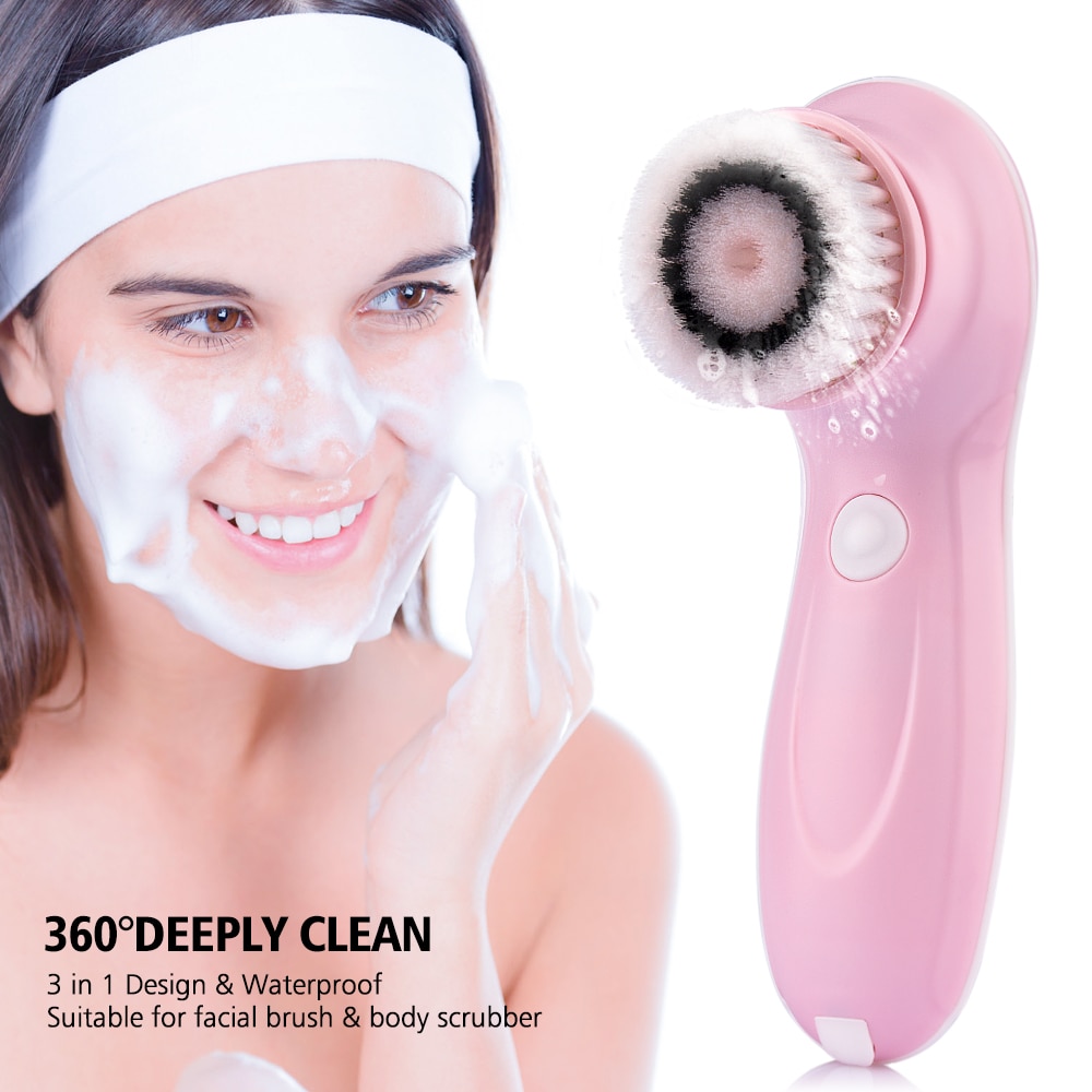 AGDOAD Face Cleansing Brush Electric Face Skin Cleaning Tools with 3 Types Brush Head USB Charging Deep Cleansing Facial Brush