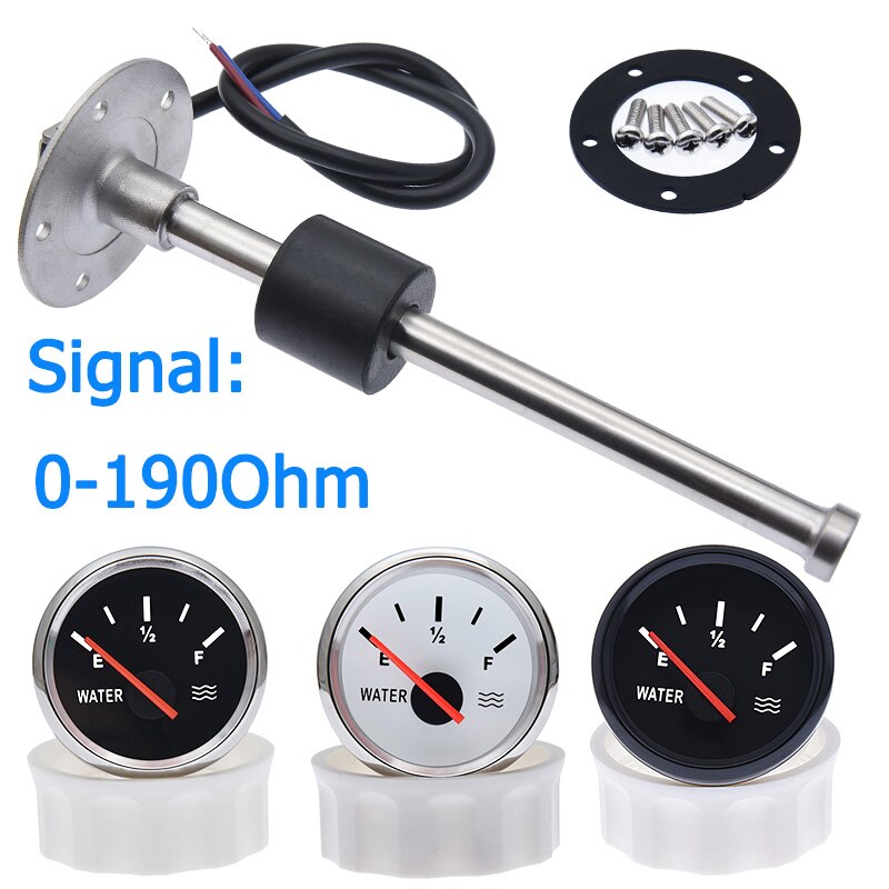 52MM Water Level Gauge with Water Level Sensor 100MM 125MM 150MM 200MM 300MM 400MM 0-190ohm Water Liquid Tank Level Indicator