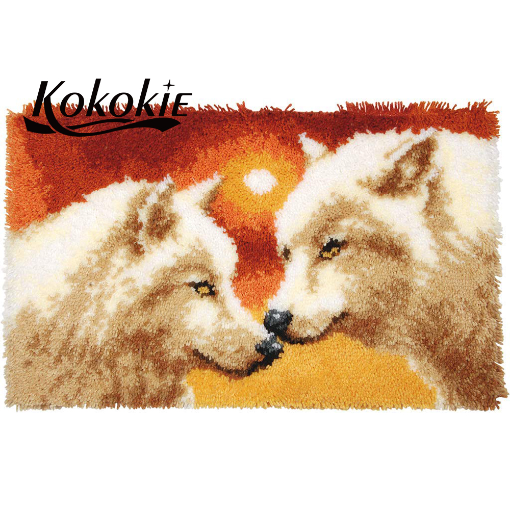 Spärrkrok kit matta canvas djurtryck vloerklee spärrkrok gobeläng kit virka tapis gör-det-själv matta broderitillbehör