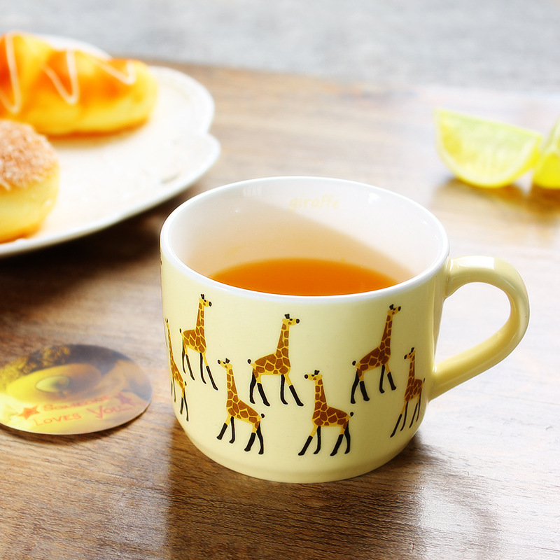 Söta djur giraff kaffekoppar keramiska keramiska koppar