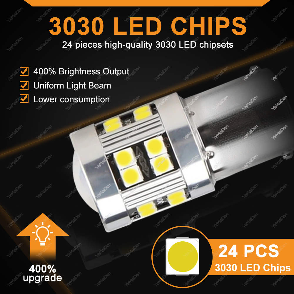 2/4 Uds CANBUS 1156 BA15S 1157 BAY15D bombilla LED 12V 3030-24SMD 6500K blanco amarillo rojo freno trasero de coche luces de señal de giro de estacionamiento