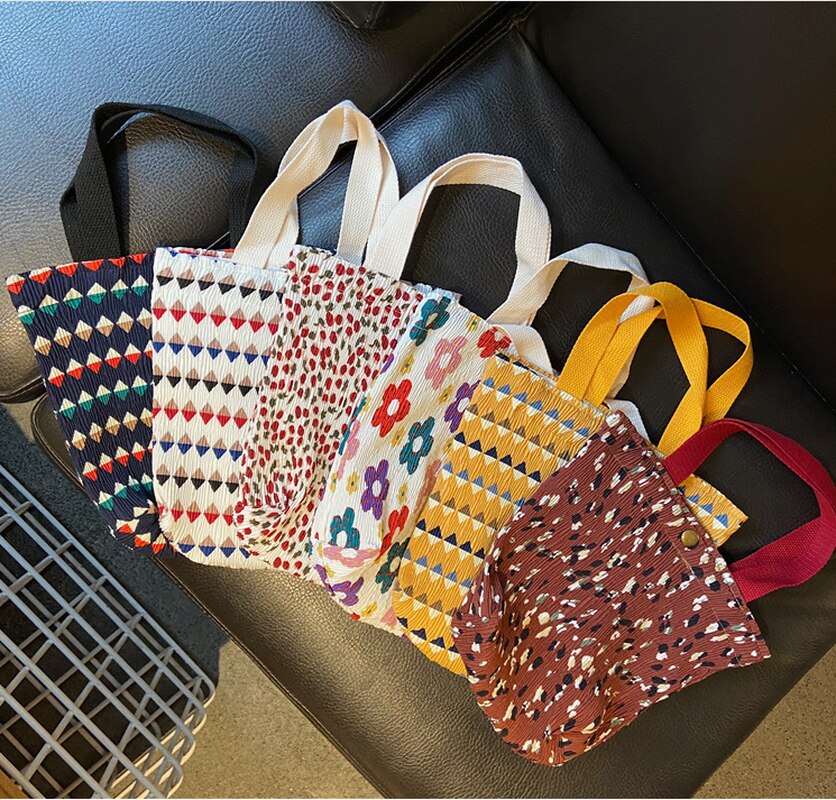 Hand-Held Mini Katoenen Boodschappentassen Vrouwen Handtassen Meisje Vintage Canvas Casual Tote Casual Schoudertas Hasp Lunch Emmer tas