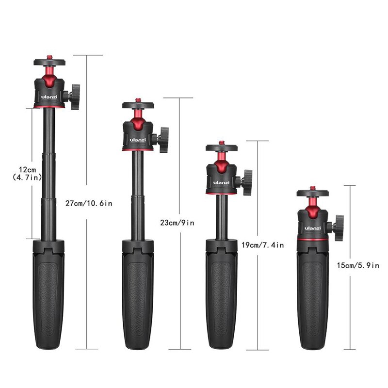 Ulanzi 2 uds trípode: 1 Uds MT-08 Mini trípode portátil de escritorio con tornillo 1/4 para cámaras DSLR y 1 Uds ST-07 soporte de teléfono de zapata fría