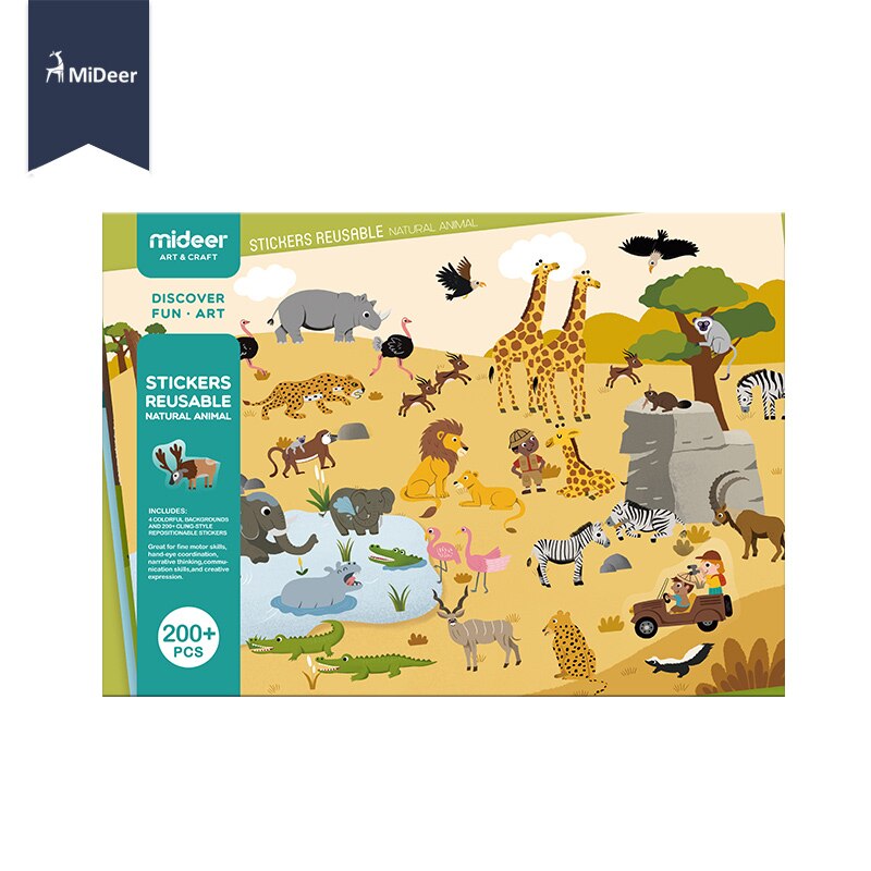 Mideer Herbruikbare Stickers Boek Gamepad Collection Kids Educatief Speelgoed Voor Kinderen Puzzel Verwijderbare Achtergrond Scènes: Natural Animal