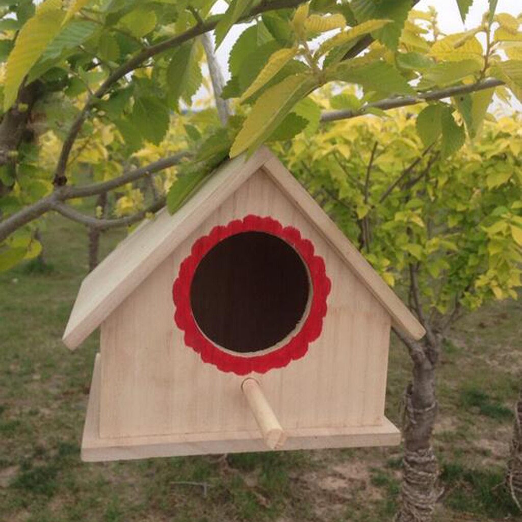 Rustic Wooden Outdoor Bird House Nest Hanging Feeding Station Robin Sparrow