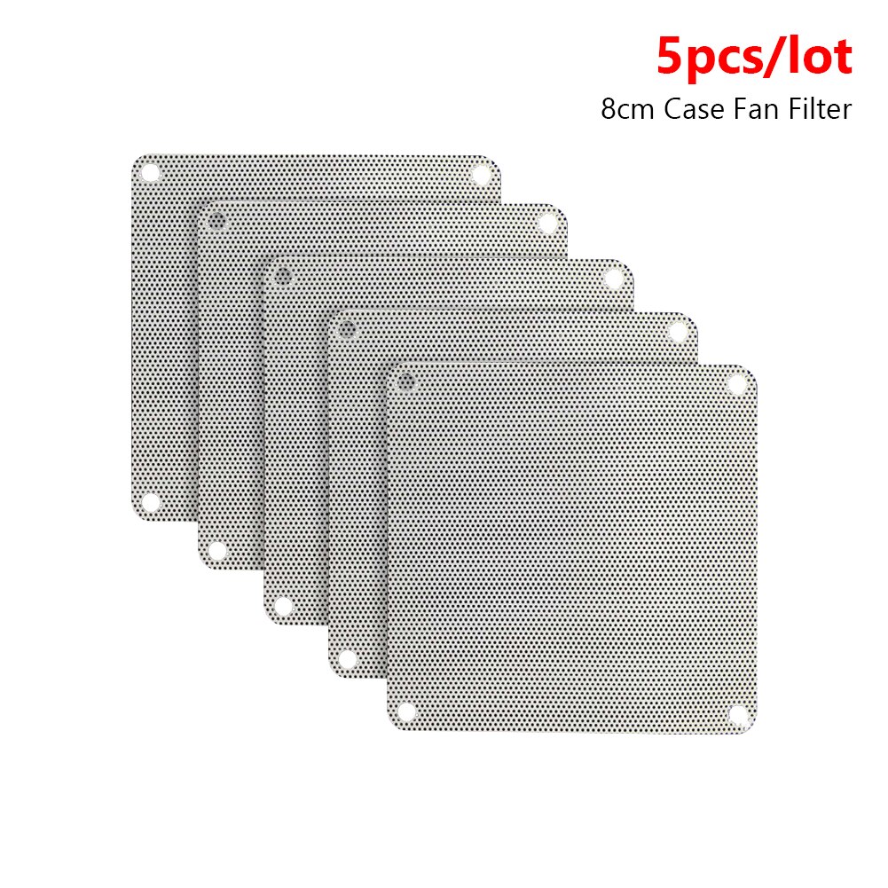 5Pcs 80Mm 90Mm 120Mm 140Mm Pvc Fan Stoffilter Zwart Wit Pc Stofdicht Case Cuttable computer Mesh Cover Computer Koeler Cover: 80MM white