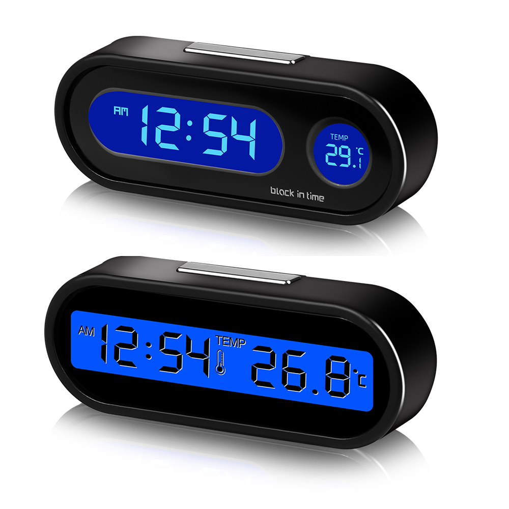Auto Uhr Zeit Uhr Mini elektronische Auto Uhren leuchtende Innen Thermometer LCD Hintergrund beleuchtung Digital anzeige Autozubehör