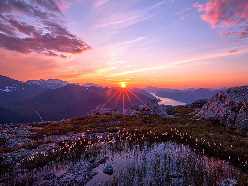 Full Round Drill 5D DIY Diamond Painting " sunset" Cross Stitch Mosaic Home Decor: G-2157