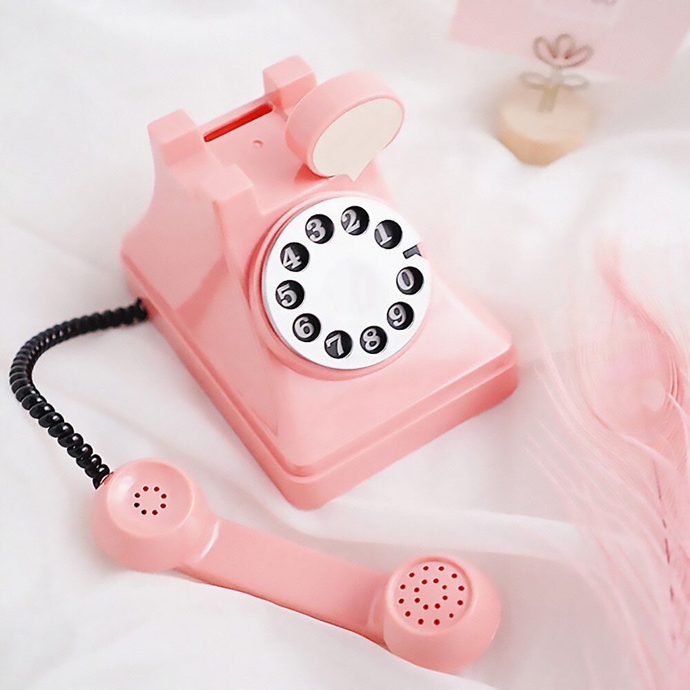 Retro Telephone Piggy Bank Plastic Home Living Room Wine Cabinet Decorative Ornaments Craft Collector Perfect For Kids