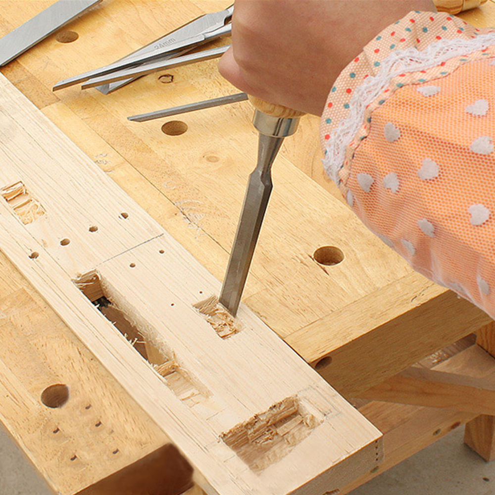 4Pcs Wood Carving Knife Flat Chisel Kit Hand Tools With Wooden Handles 6-24mm Woodworking Accessories