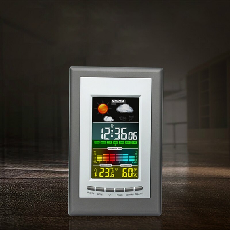 Weather Electronic Clock, Color Sn Weather Clock, Temperature and Humidity Alarm Clock, Digital Calendar Clock