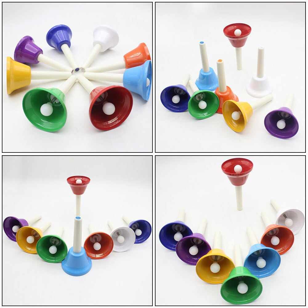 8pcs School Kids Hand Bells Funny Octave Percussion Instrument Rattle
