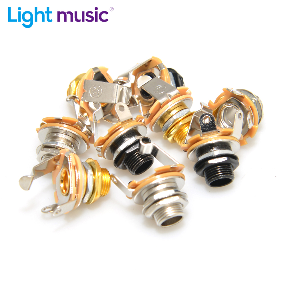 10 pièces prise d'entrée de guitare électrique pour guitare électrique et guitare basse 1/4 "" (6.35mm) prise Jack Mono écrou chromé et rondelle