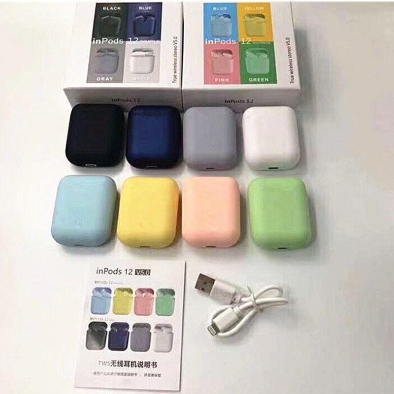 Macaron Inpods 12 UP Version Touch Key Matte Wireless Bluetooth 5.0 Headphones Stereo Earphones Earbuds i11 i12 Tws for Xiaomi