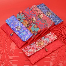 Portefeuille en soie rouge Style chinois , sac de bonne année avec boucle magnétique en Bronze, adapté au Festival du printemps