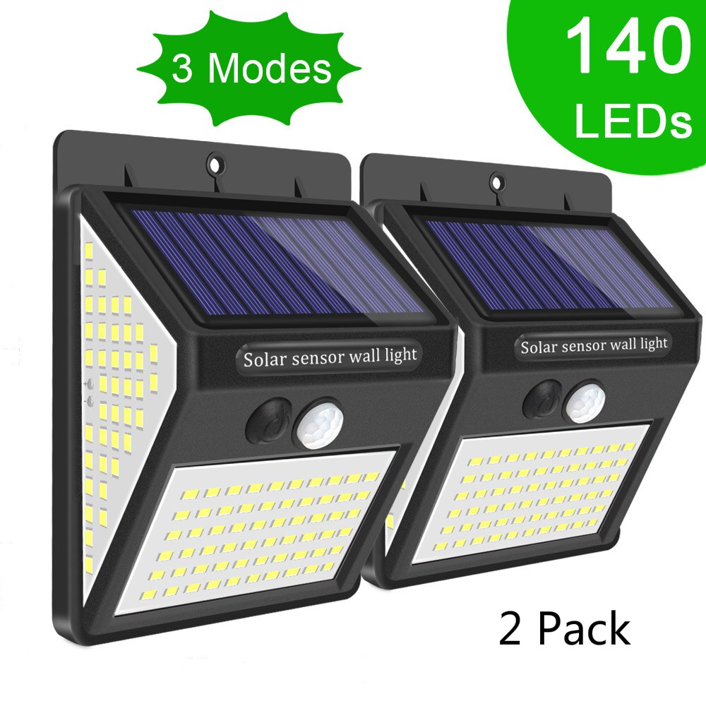 100LED Solar Wandlamp Automatische Inductie Super Heldere Wandlamp Indoor En Outdoor Huishoudelijke Driezijdige 140LED Straat Licht: 140 LEDs 2pack