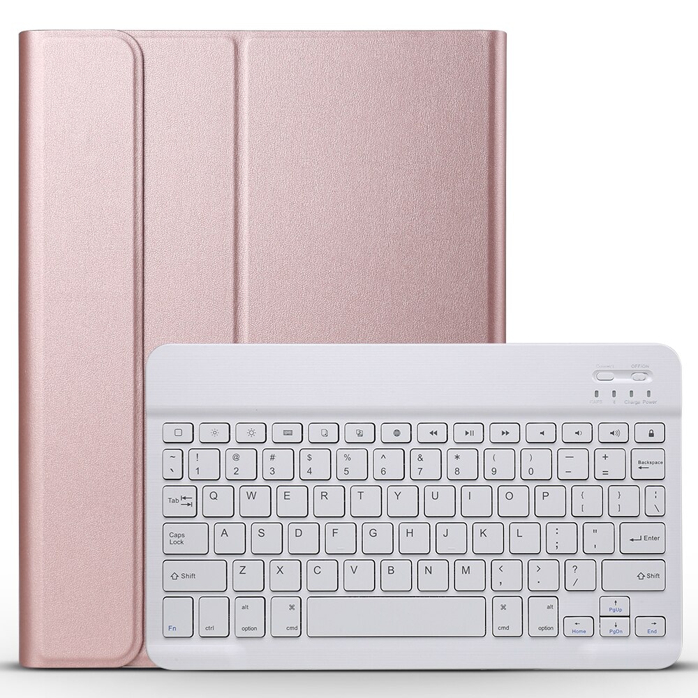 Wireless Bluetooth Keyboard Case with Pen Holder Leather Protective Tablet Cover For Samsung Galaxy Tab A 10.1 SM-T580 SM-T585: Rose Gold