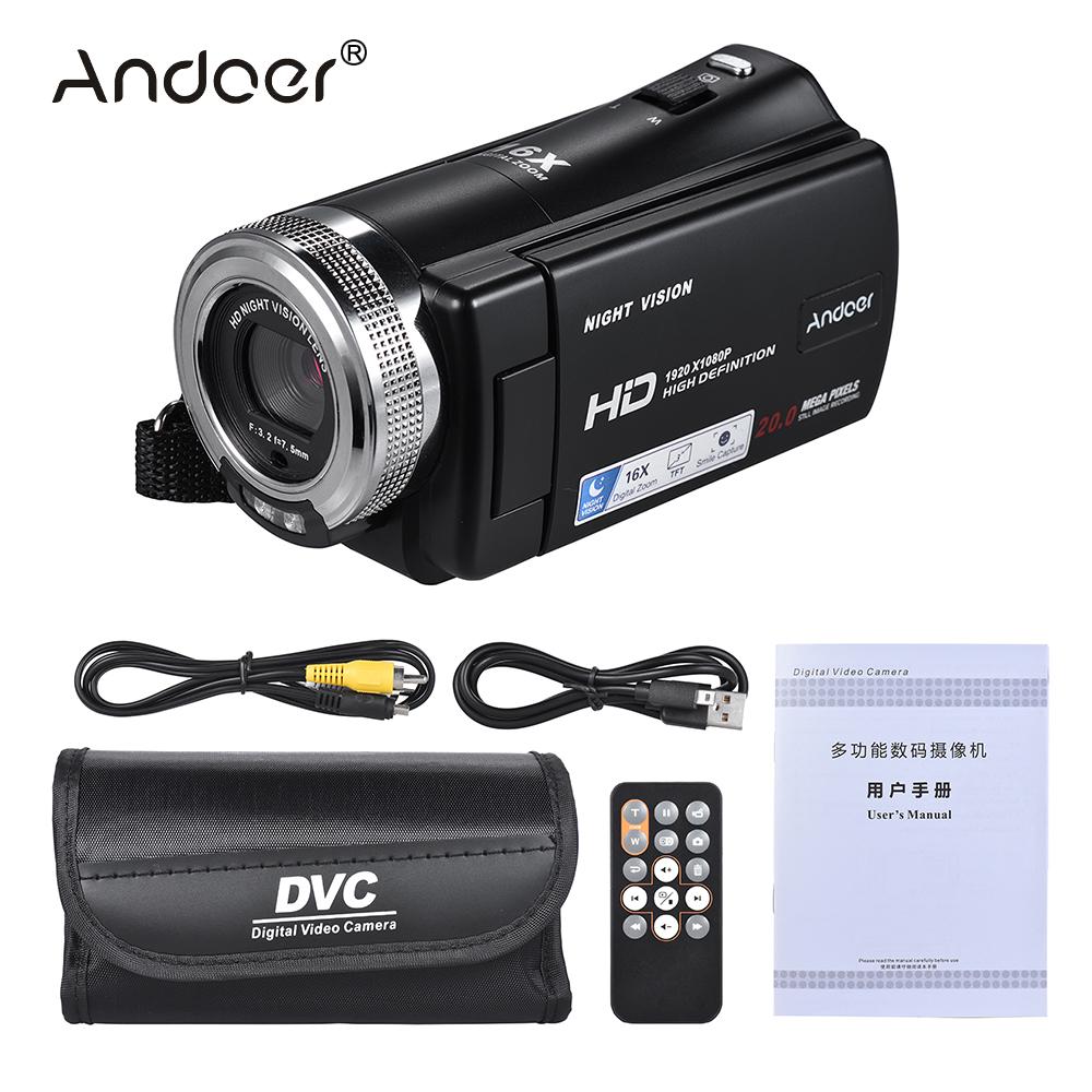 Andoer V12 16X Digital Zoomen Aufnahme Video Kamera 1080P Kamera Camcorder mit 3,0 Zoll LCD Drehbarer Bildschirm Max. 20 mega Pixel