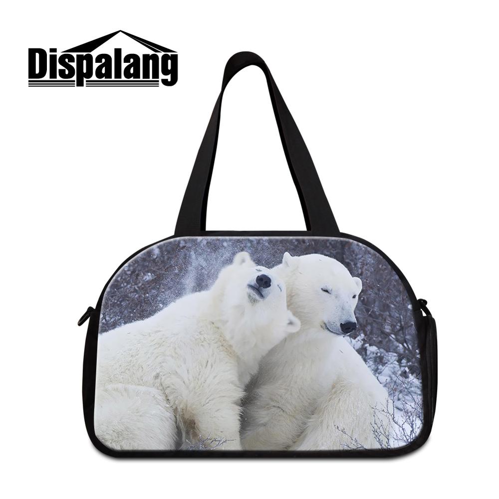 Saco de viagem bonito saco de viagem urso polar impressão grande tote de viagem na moda ombro duffle saco feminino padrão animal saco de bagagem meninas: Cinza